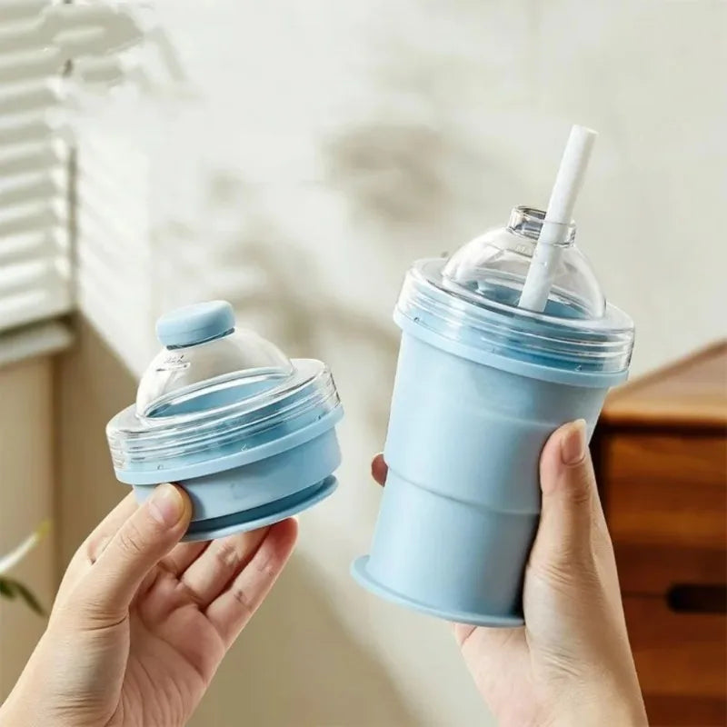 Silicone Foldable Ice Ball Cup 2-in-1 Ice Maker & Drinking Cup, Portable Multi-Function Travel Tumbler for Summer Outdoor