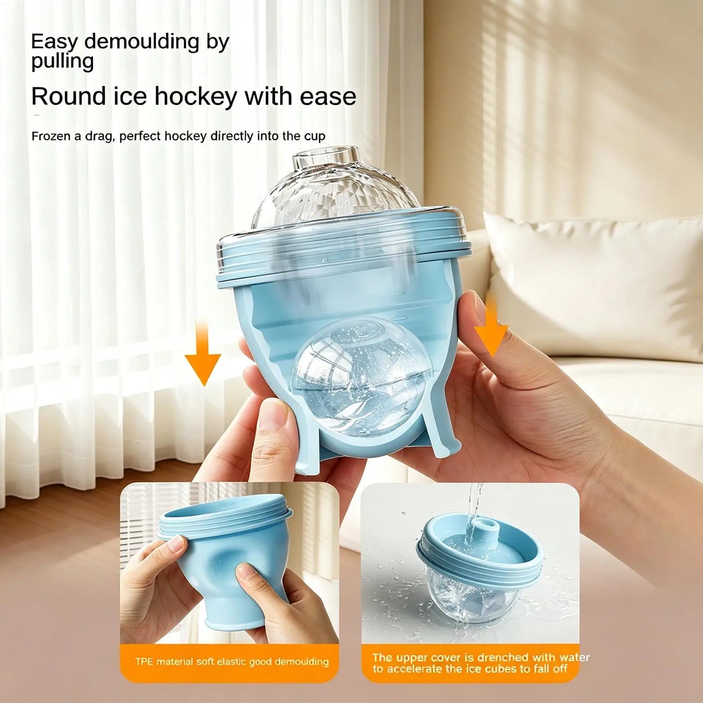 2 in 1 Ice Ball Maker Cup Foldable Leakproof Water Bottle With Straw Lid Silicone Ice Mold Portable