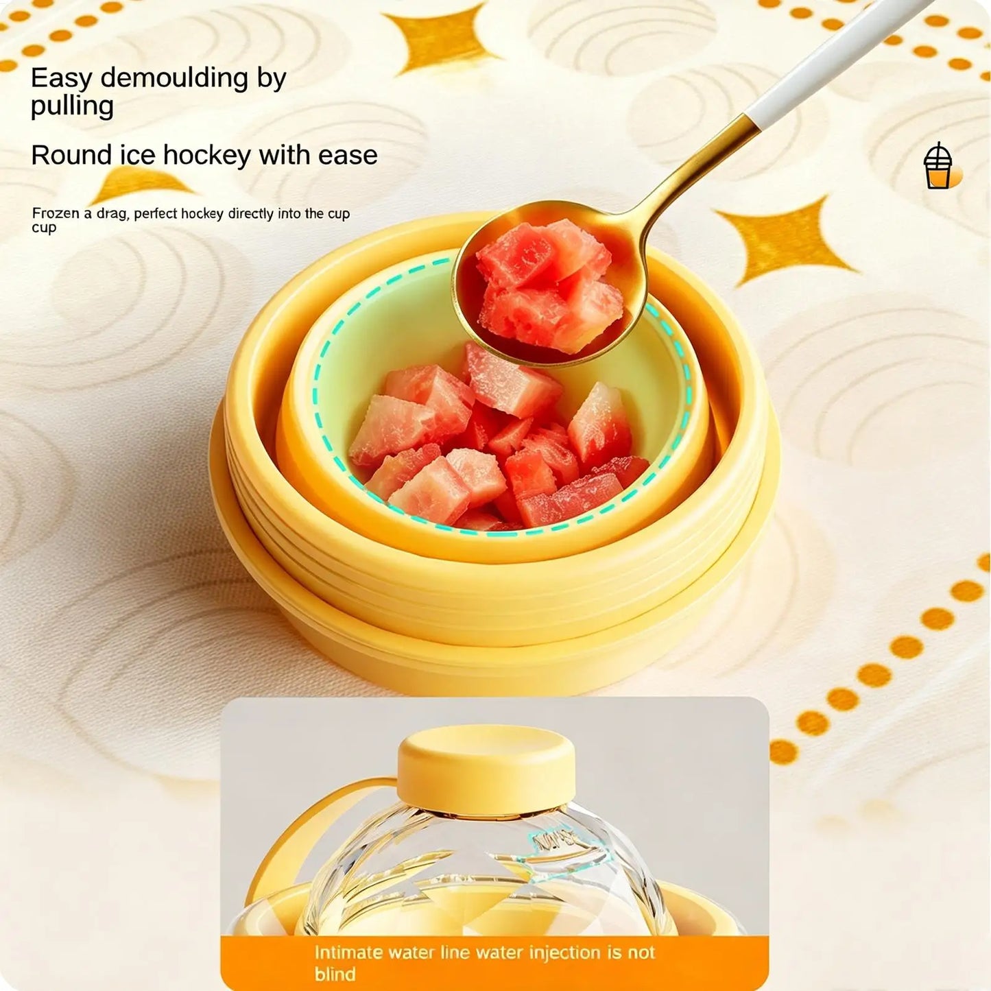 2 in 1 Ice Ball Maker Cup Foldable Leakproof Water Bottle With Straw Lid Silicone Ice Mold Portable